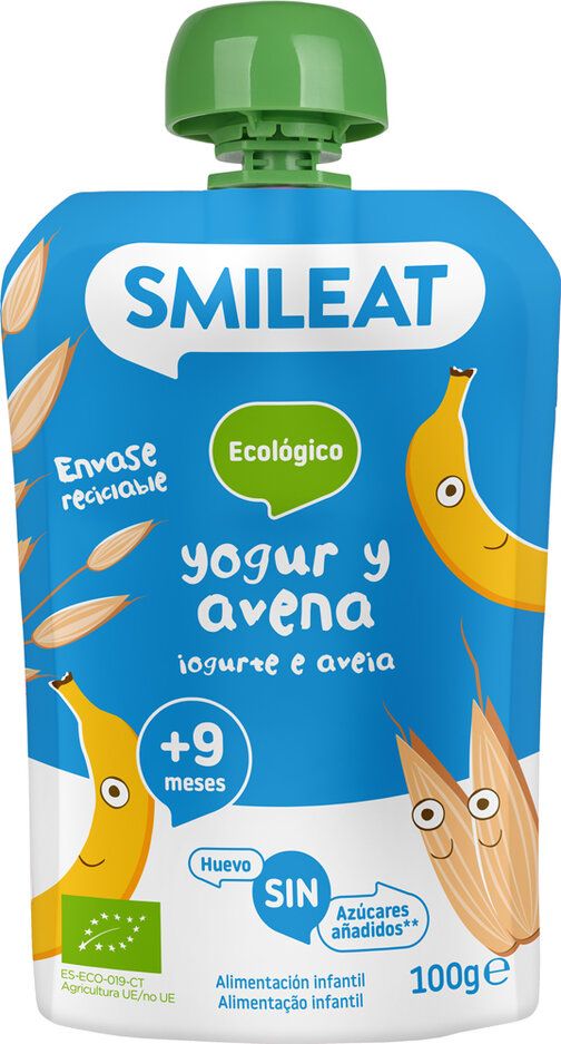 SMILEAT Organic Jogurtová kapsička s ovesnými vločkami 100 g, 12m+ - obrázek 1