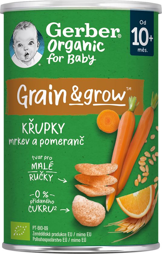 GERBER Organic křupky s mrkví a pomerančem 35 g - obrázek 2