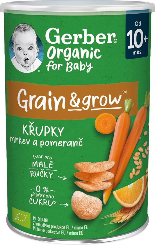GERBER Organic křupky s mrkví a pomerančem 35 g - obrázek 3