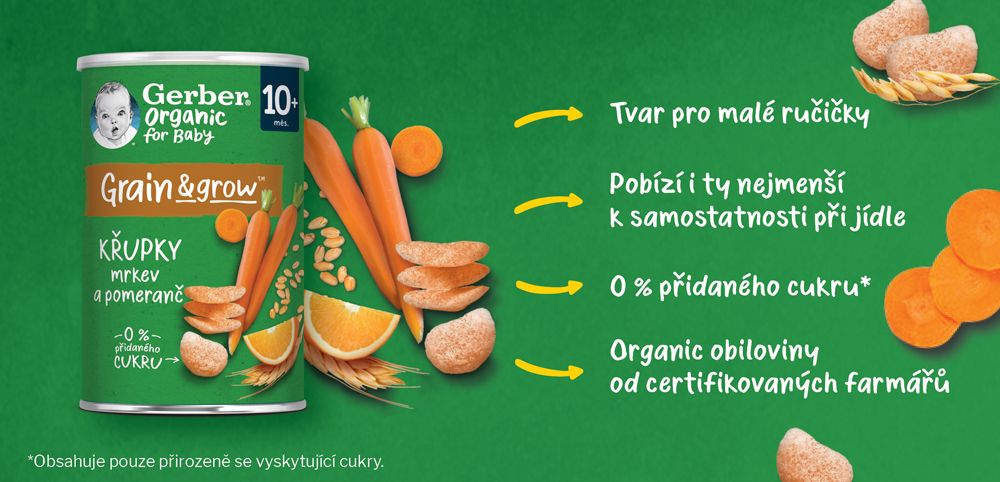 GERBER Organic křupky s mrkví a pomerančem 35 g - obrázek 5