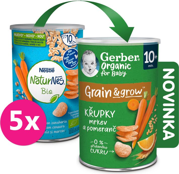 Gerber Organic křupky s mrkví a pomerančem 5x35 g - obrázek 1