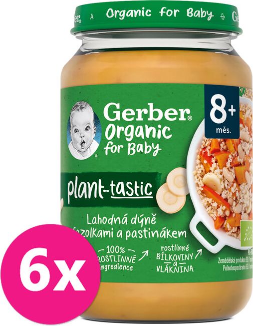 GERBER Organic 100% rostlinný příkrm příkrm lahodná dýně s fazolkami a pastinákem​ ​6x190 g - obrázek 1