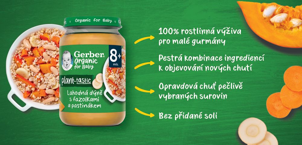 GERBER Organic 100% rostlinný příkrm příkrm lahodná dýně s fazolkami a pastinákem​ ​6x190 g - obrázek 5
