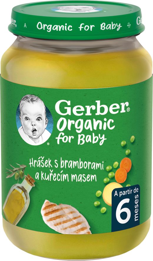 GERBER Organic dětský příkrm hrášek s bramborami a kuřecím masem​ ​3 x 190 g​​ - obrázek 4