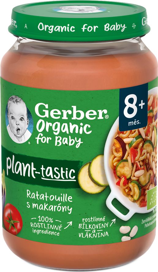 GERBER Organic 100% rostlinný příkrm ratatouille s makaróny​ ​3 x 190 g - obrázek 3