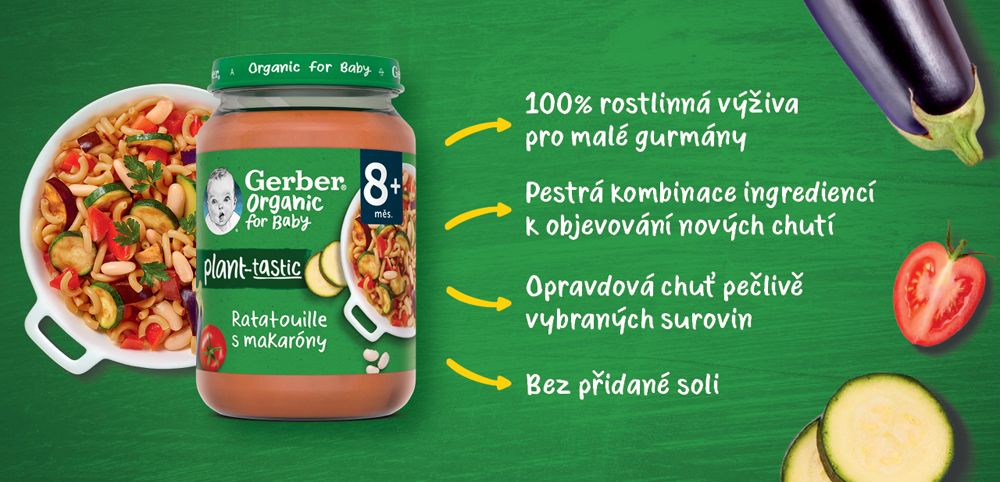 GERBER Organic 100% rostlinný příkrm ratatouille s makaróny​ ​3 x 190 g - obrázek 6