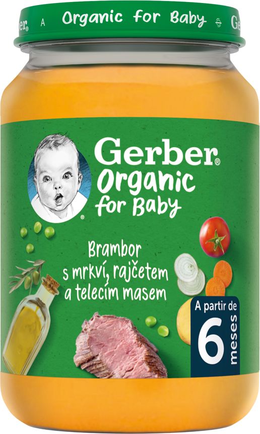 GERBER Organic dětský příkrm zelenina s telecím masem 3 x 190 g​ - obrázek 2