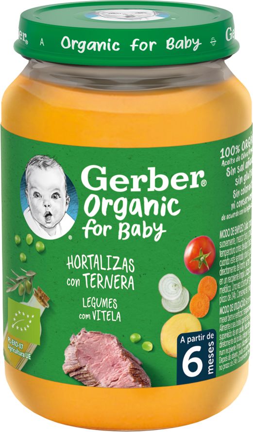 GERBER Organic dětský příkrm zelenina s telecím masem 3 x 190 g​ - obrázek 3