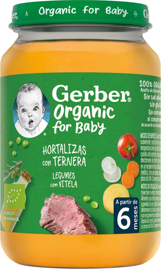 GERBER Organic dětský příkrm zelenina s telecím masem 3 x 190 g​ - obrázek 4