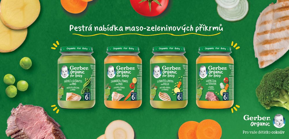GERBER Organic dětský příkrm brokolice s hráškem a krutím masem 6x190 g​ - obrázek 7