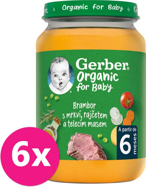 GERBER Organic dětský příkrm zelenina s telecím masem 6x190 g​ - obrázek 1