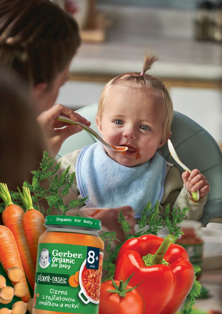 GERBER Organic 100% rostlinný příkrm cizrna s rajčatovou omáčkou a mrkví​ ​3 x 190 g - obrázek 7