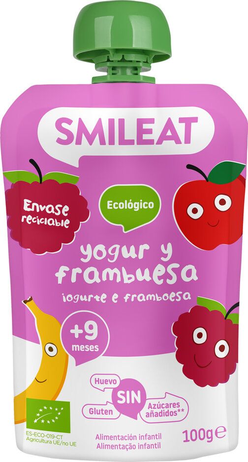 SMILEAT Organic Jogurtová kapsička s malinami 100 g, 12m+ - obrázek 1