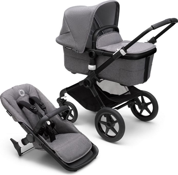 BUGABOO Fox 3 complete Black/Grey Melange-Grey Melange + autosedačka, základna, adaptéry - obrázek 2