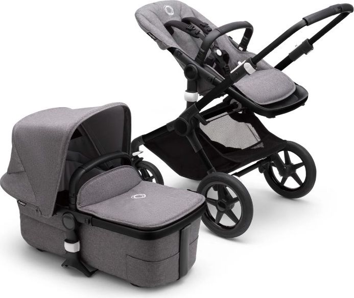 BUGABOO Fox 3 complete Black/Grey Melange-Grey Melange + autosedačka, základna, adaptéry - obrázek 3