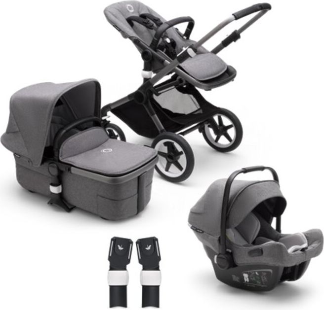 BUGABOO Fox 3 complete Graphit/Grey Melange-Grey Melange + autosedačka + adaptéry na autosedačku - obrázek 1