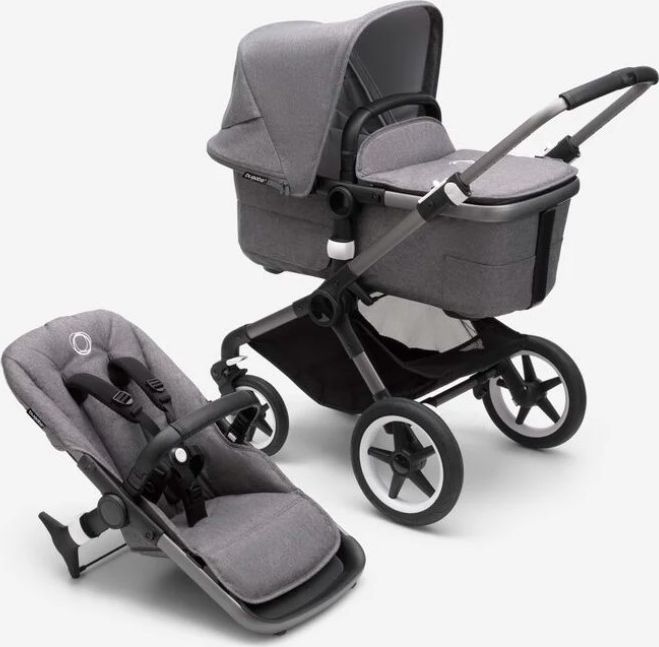 BUGABOO Fox 3 complete Graphit/Grey Melange-Grey Melange + autosedačka + adaptéry na autosedačku - obrázek 2