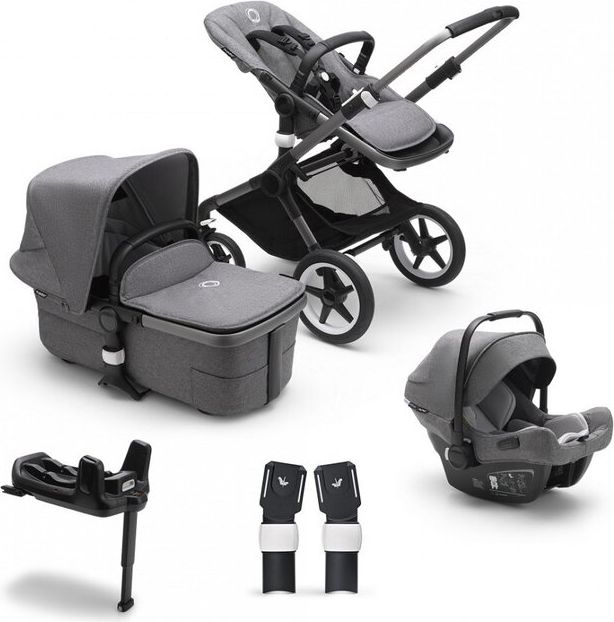 BUGABOO Fox 3 complete Graphit/Grey Melange-Grey Melange + autosedačka, základna, adaptéry - obrázek 1