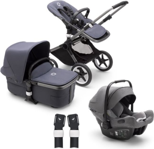 BUGABOO Fox 3 complete Graphit/Stormy blue-Stormy blue + autosedačka + adaptéry na autosedačku - obrázek 1
