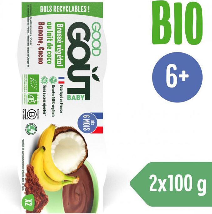 Good Gout Bio Kokosový dezert s kakaem a banánem 2 x 100g - obrázek 2
