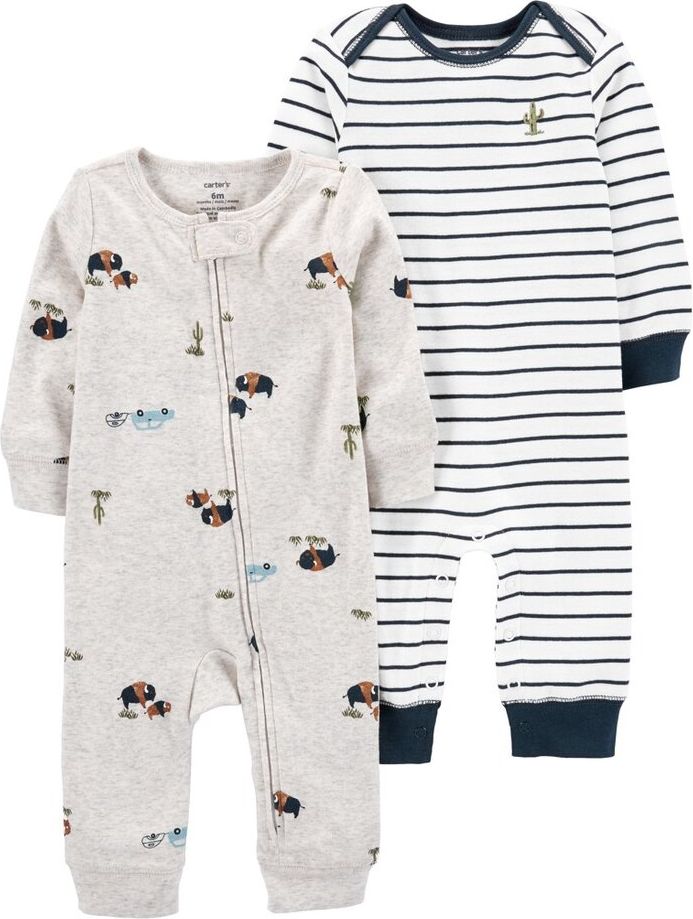 CARTER'S Overal bez nožiček Cactus & Buffalo kluk 2ks 3m - obrázek 1
