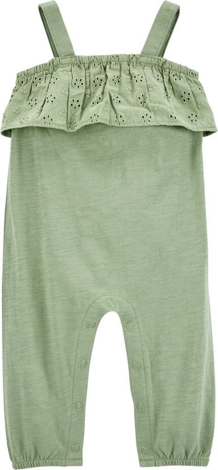 CARTER'S Overal bez nožiček na ramínka Green Embroidery holka 3m - obrázek 1
