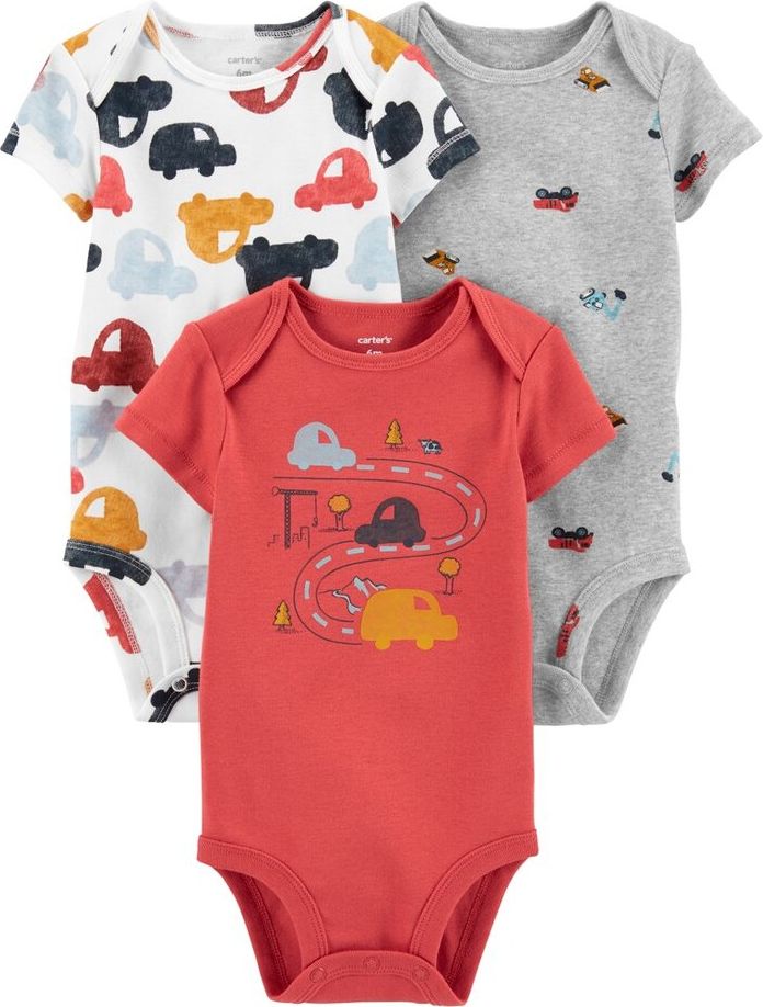 CARTER'S Body krátký rukáv Cars kluk 3ks 6m - obrázek 1