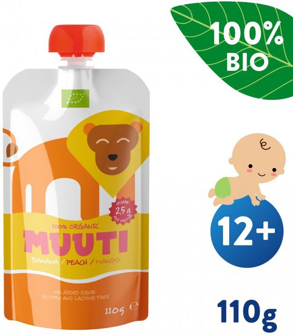 SALVEST Muuti BIO Banán broskev a mango s rýžovým proteinem 6 x 100 g - obrázek 3