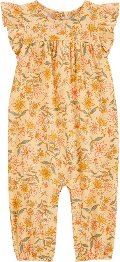 CARTER'S Overal bez nožiček kr. rukáv Yellow Floral holka 12m - obrázek 1