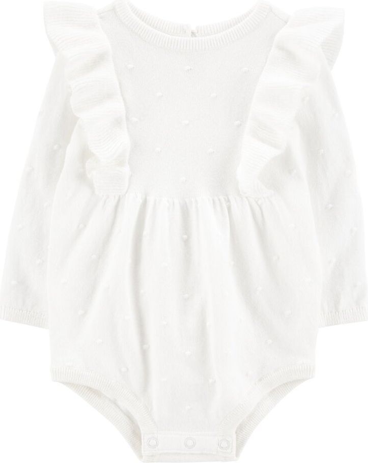 CARTER'S Body dlouhý rukáv s volány White Bubble holka 3m - obrázek 1