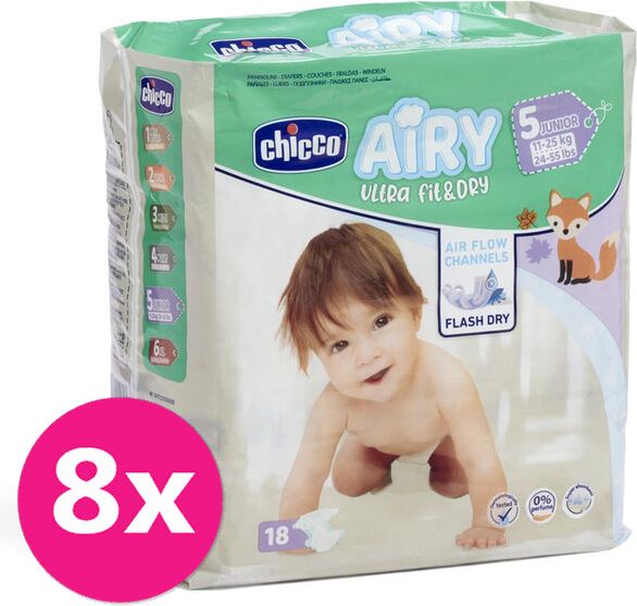 CHICCO Airy Pleny jednorázové 5 Junior (11-25 kg) 144 ks - Měsíční zásoba - obrázek 1