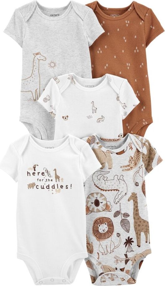 CARTER'S Body krátký rukáv Safari neutrál 5ks 3m - obrázek 1