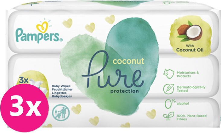 3x PAMPERS Coconut Pure ubrousky vlhčené 126 ks (3x42 ks) - obrázek 1