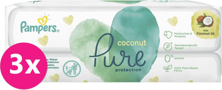 3x PAMPERS Coconut Pure ubrousky vlhčené 84 ks (2x42 ks) - obrázek 1