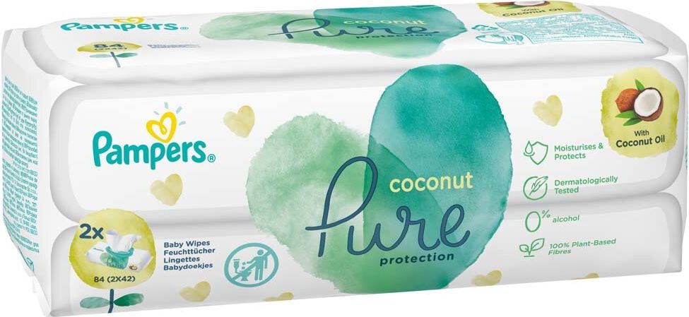 3x PAMPERS Coconut Pure ubrousky vlhčené 84 ks (2x42 ks) - obrázek 4