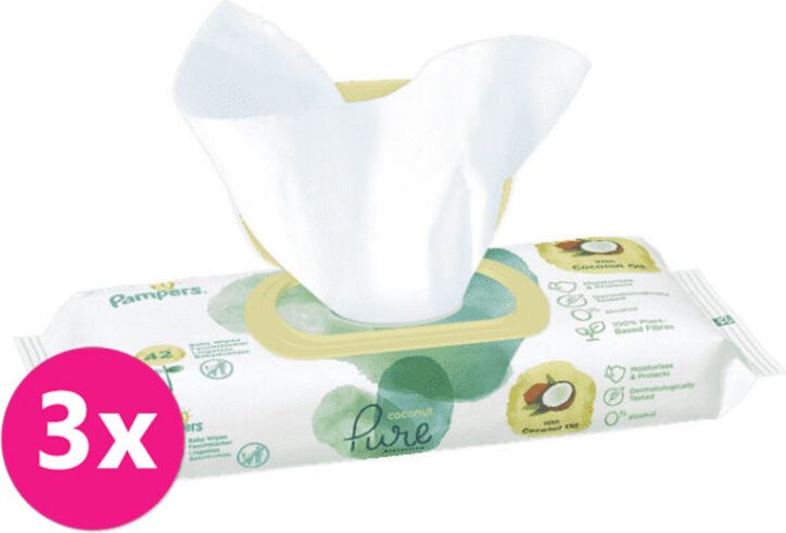 3x PAMPERS Coconut Pure ubrousky vlhčené 42 ks - obrázek 1