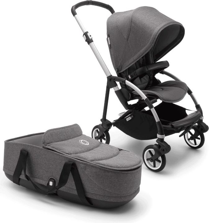 BUGABOO Bee 6 complete ALU/Grey-Grey Melange + hluboká korba, autosedačka, adaptéry na autosedačku - obrázek 6