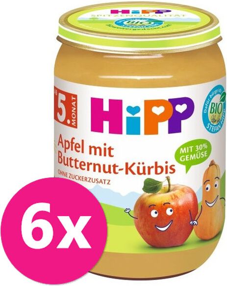 HiPP BIO Jablko s máslovou dýní od uk.4. 6. měsíce 6 x 190 g - obrázek 1