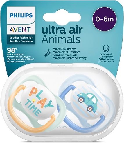 Philips AVENT Šidítko Ultra air Play 0-6m chlapec, 2 ks - obrázek 3