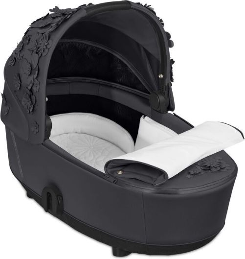 CYBEX Kočárek kompletní Priam Matt Black + seat pack + lux carry cot Flowers Dark Grey - obrázek 3
