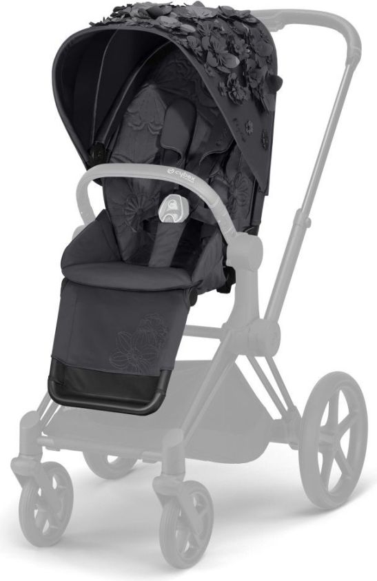 CYBEX Kočárek kompletní Priam Matt Black + seat pack + lux carry cot Flowers Dark Grey - obrázek 5