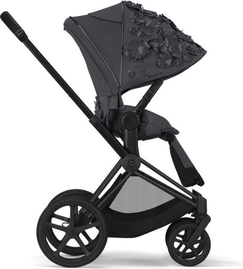 CYBEX Kočárek kompletní Priam Matt Black + seat pack + lux carry cot Flowers Dark Grey - obrázek 7