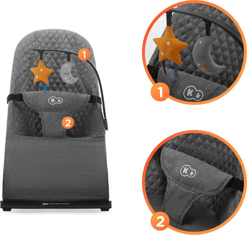 Kinderkraft lehátko a houpačka Mimi grey - obrázek 6