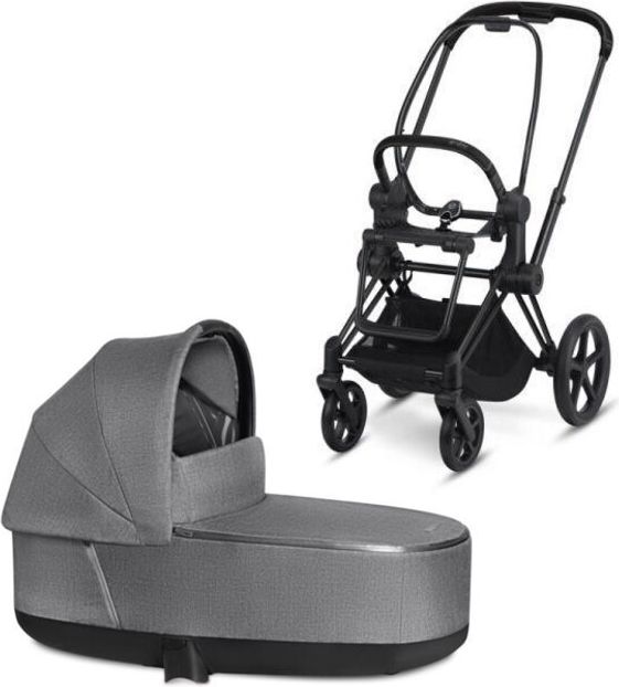 CYBEX Kočárek Priam podvozek Matt Black + lux carry cot Manhattan Grey - obrázek 1