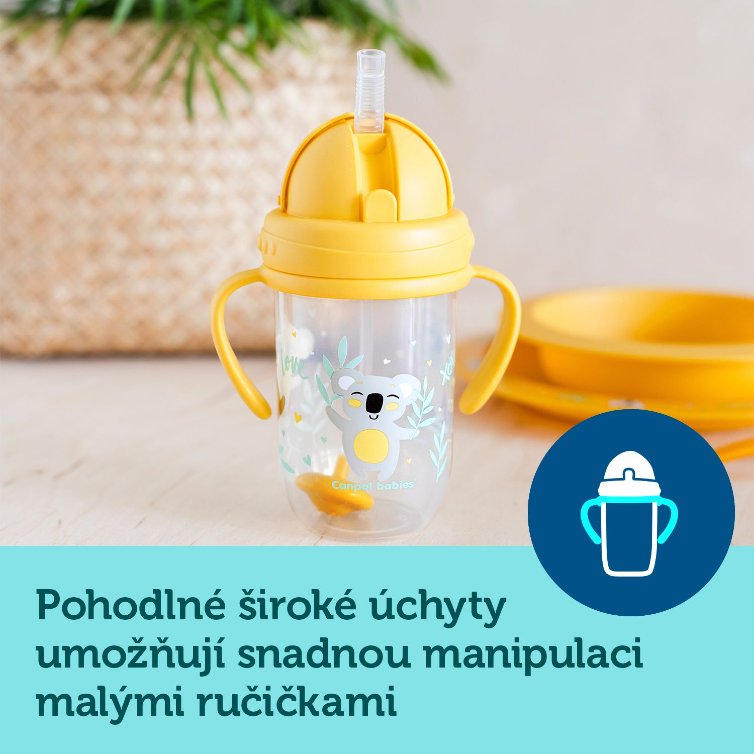 CANPOL BABIES Hrneček nevylévací se slámkou a závažím Exotic animals 270 ml šedý, 6m+ - obrázek 13