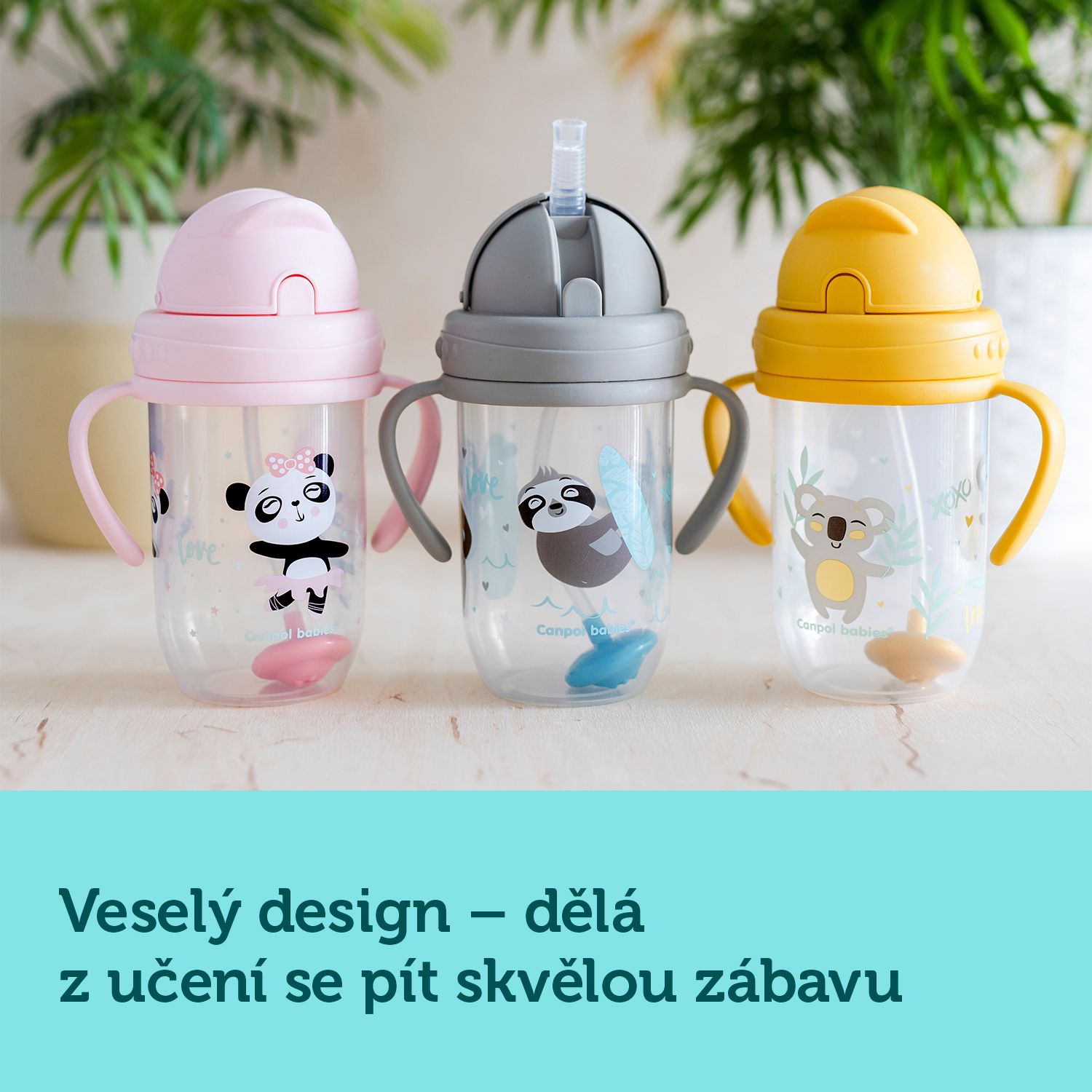CANPOL BABIES Hrneček nevylévací se slámkou a závažím Exotic animals 270 ml šedý, 6m+ - obrázek 14