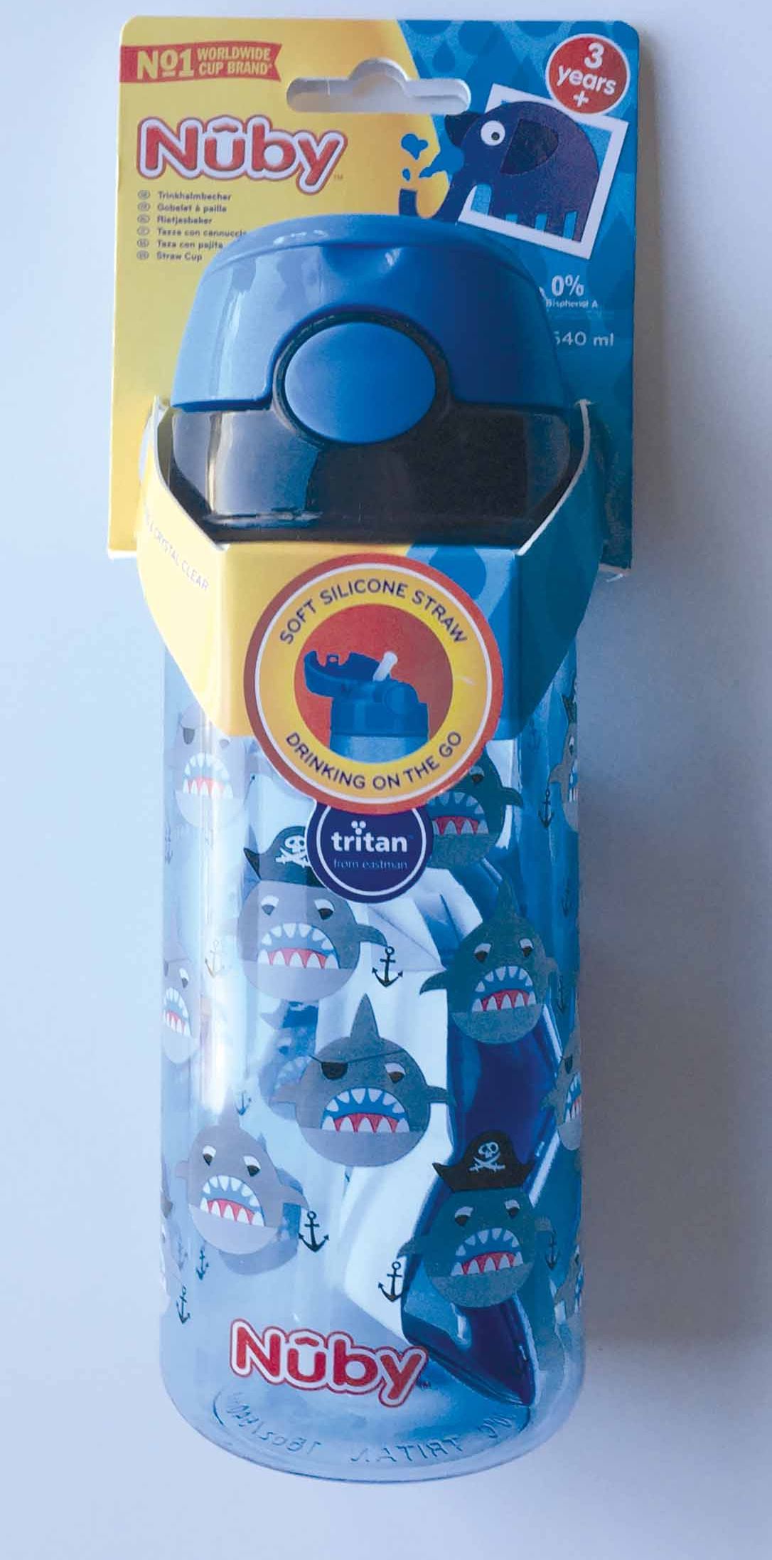 NUBY Láhev sportovní netekoucí s brčkem 530 ml, modrá, 4+ - obrázek 5