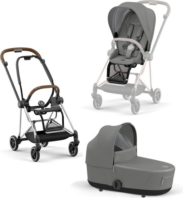 CYBEX Kočárek Mios 3.0 Chrome Brown, seat pack, lux carry cot Soho Grey - obrázek 1