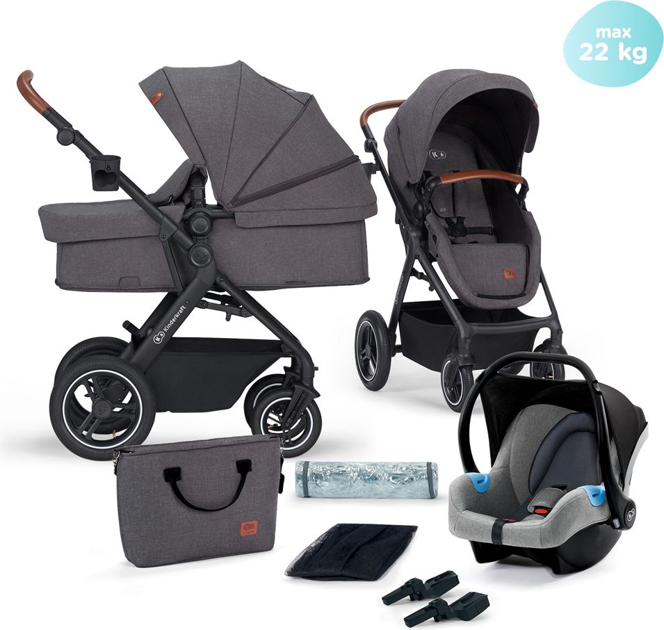 KINDERKRAFT Kočárek kombinovaný B-tour Lite 3v1 Dark Grey - obrázek 15