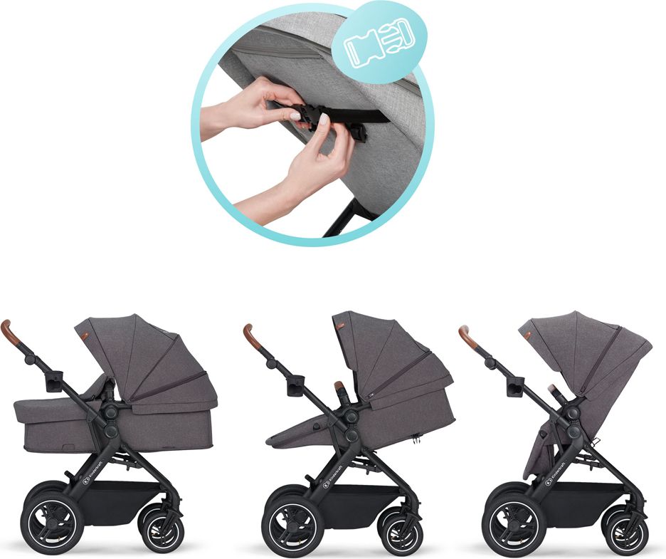 KINDERKRAFT Kočárek kombinovaný B-tour Lite 3v1 Dark Grey - obrázek 16
